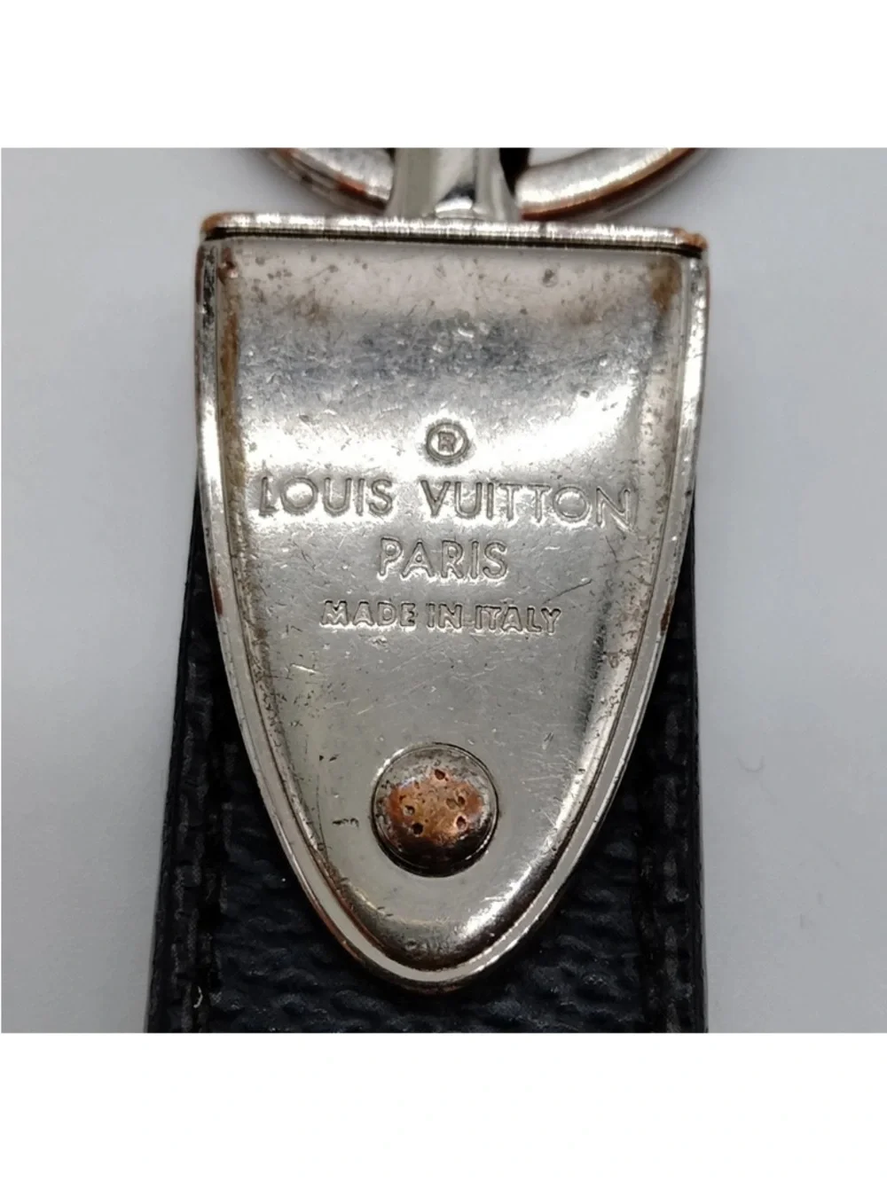 Louis Vuitton Damier Graphite Black Leather & Silver-Tone Keychain